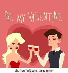 Loving Couple Vector Illustration. St. Valentine's Day Card