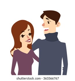 Loving Couple Vector Illustration. St. Valentine's Day Card