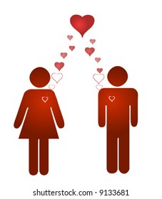 Loving couples and heart