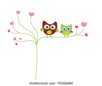 loving cute owl couple