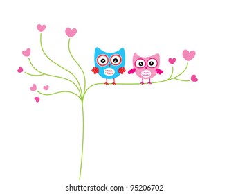 loving cute owl couple