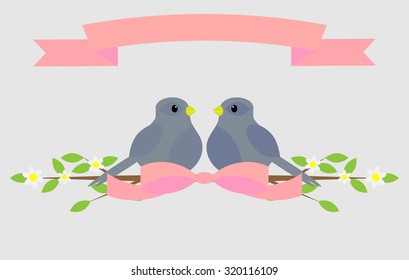 Loving dove. Bird pigeon peace and love, holiday wedding, decoration nature, romantic couple, vector illustration