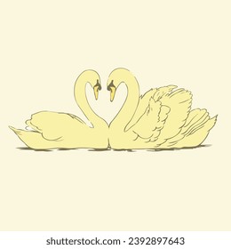 loving duck couple vector illustration