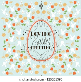 Loving Easter Greeting. Nature, grass, flowers.
