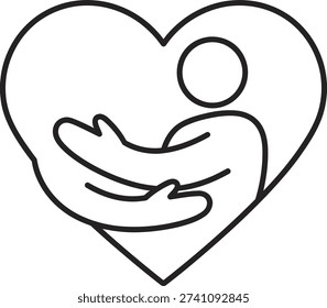 A loving embrace within a heart shape, symbolizing care and affection