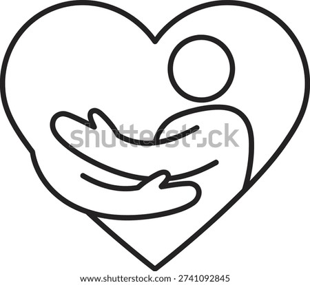 A loving embrace within a heart shape, symbolizing care and affection