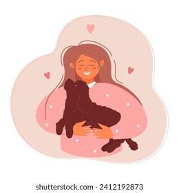 Loving Embrace: A Woman and Her Pet Dog Sharing a Tender Moment. Best friends