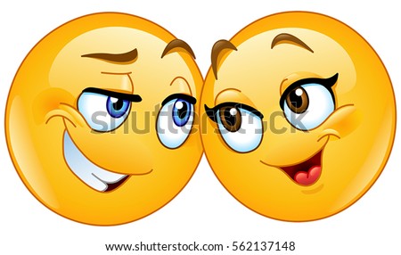 Loving emoticons couple