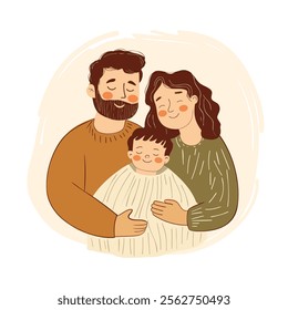 Loving Family Embrace Illustration. Perfect for family and parenting themes.