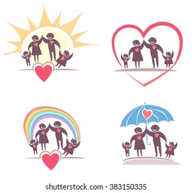 Loving Family Icon Set.