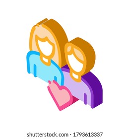 Loving Family Icon Vector. Isometric Loving Family sign. color isolated symbol illustration
