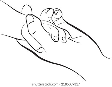 loving family, parenthood childhood concept
new born baby hand hold mum index finger. relationship between mother and baby. Illustration family hand concept.