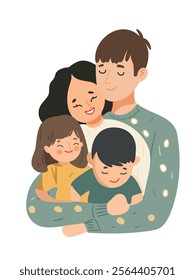 Loving family with parents and kids design 