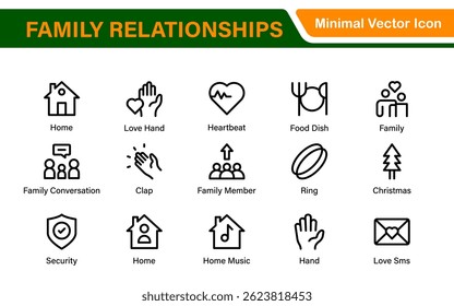 Loving Family Relationships outline modern icon set. editable line icon collection.