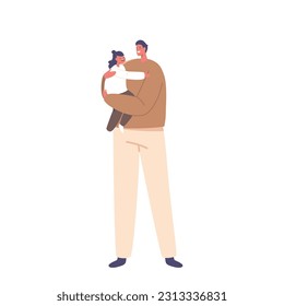 Loving Father Character Holding His Precious Daughter In His Arms, Sharing A Heartwarming Moment Of Connection