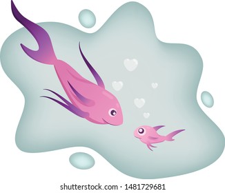 
Loving fish family vector ilustration