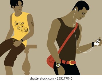 Loving gay couple in outsite