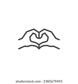 Loving gesture line icon. linear style sign for mobile concept and web design. Hands making heart shape outline vector icon. Love symbol, logo illustration. Vector graphics