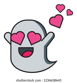 loving ghost vector emoticon, modern concept, simple style, flat color 