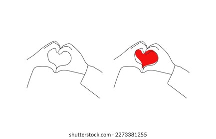 Loving Hand Linie ziehen. Vektorgrafik männlicher oder weiblicher Hände. Line Art