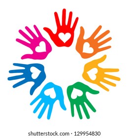 Loving Hand Print icon 7 colors, vector illustration