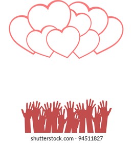 Loving hands design. valentines greeting vector background