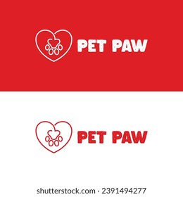 loving Heart pet Paw Logo Design