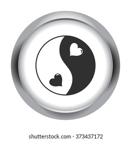 Loving hearts simple icon on colorful round background