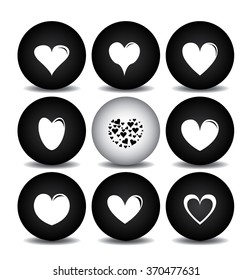 Loving hearts simple icon set