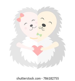 Loving hedgehogs Postcard Vector illustration
