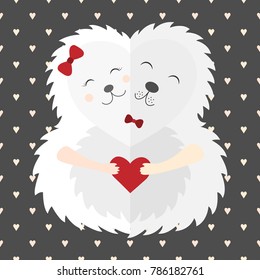 Loving hedgehogs Postcard Vector illustration
