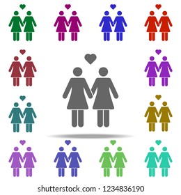 loving lesbian couple icon. Elements of People in love in multi color style icons. Simple icon for websites, web design, mobile app, info graphics