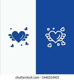 Loving, Love, Heart, Wedding Line and Glyph Solid icon Blue banner Line and Glyph Solid icon Blue banner