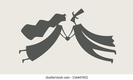 loving man and woman with heart vector illustration