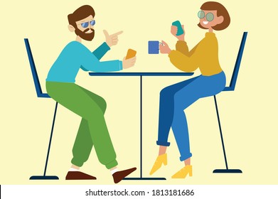 encantadora reunión en café entre dos socios 