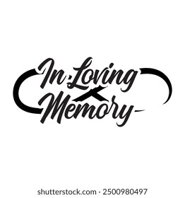 In Loving Memory, Angel wings with heart, In memory of, Rest in peace, In memory, Memorial frame, RIP, Funeral cursive calligraphy