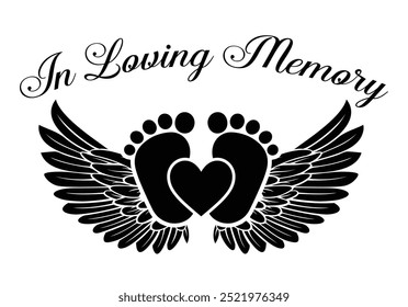 In Loving Memory of Baby, Vector Memorial text, In memory of baby, Rest in peace, In memory, Baby Memorial frame, RIP, Funeral cursive calligraphy