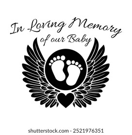 In Loving Memory of Baby, Vector Memorial text, In memory of baby, Rest in peace, In memory, Baby Memorial frame, RIP, Funeral cursive calligraphy