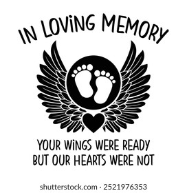 In Loving Memory of Baby, Vector Memorial text, In memory of baby, Rest in peace, In memory, Baby Memorial frame, RIP, Funeral cursive calligraphy