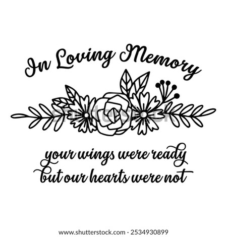 In Loving Memory floral vector template, In memory of, Rest in peace, In memory, Memorial frame, RIP, Funeral cursive calligraphy