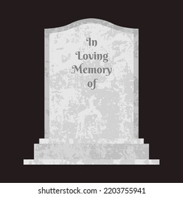 In Loving Memory Of headstone at a cemetery. Blank grave stone vector illustration.
