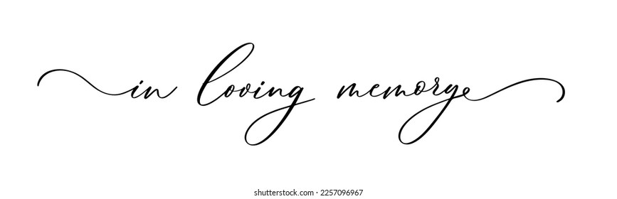 In loving memory text vector written with an elegant typography