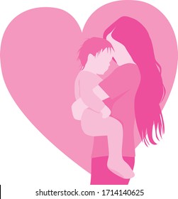 Loving mother and baby flat simple minimal vector illustration for Mother's Day