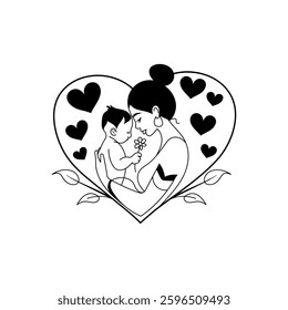 Loving Mother and Baby in Heart Shaped Embrace