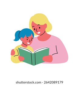 Loving Mother and Child Reading a Story Book Together