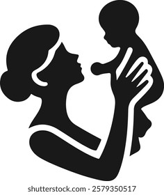 Loving Mother Holding Baby Silhouette