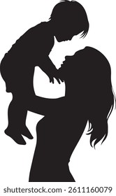 Loving Mother Holding Child in Silhouette