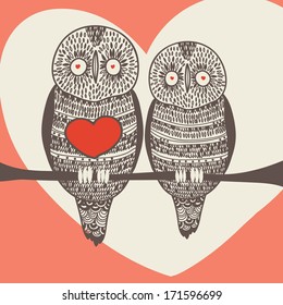 loving owl couple