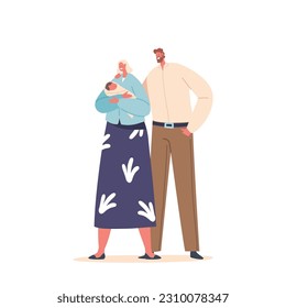 Loving Parents Characters Cradling Newborn Baby In Their Hands, Cherishing The Precious Bond And Embracing The Joy