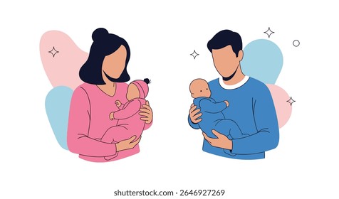 Pais Amorosos Segurando Bebês Recém-Nascidos em um abraço suave Criando momentos familiares queridos juntos
